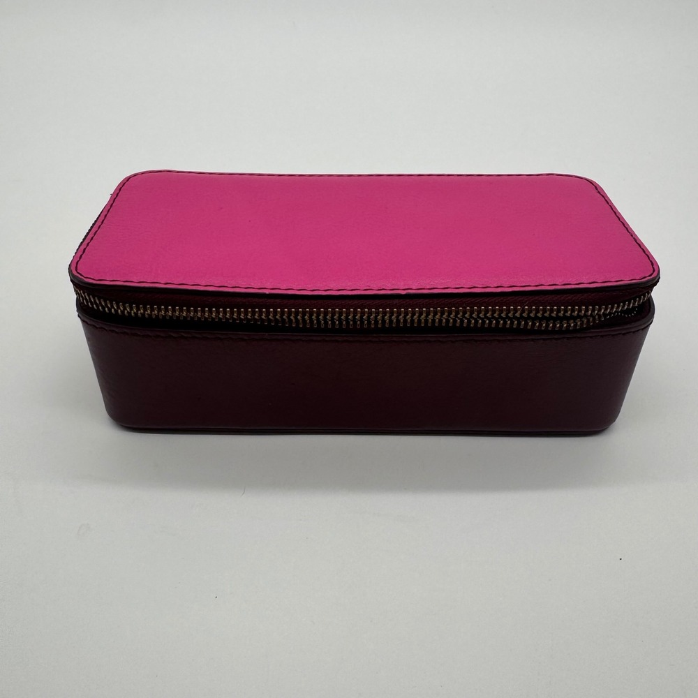 Fossil Sofia Leather Jewelry Box Maroon Pink Travel Case SWL1515601 NEW